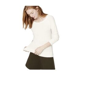 Loft Basket Weave Cotton Blend Beige Sweater Top